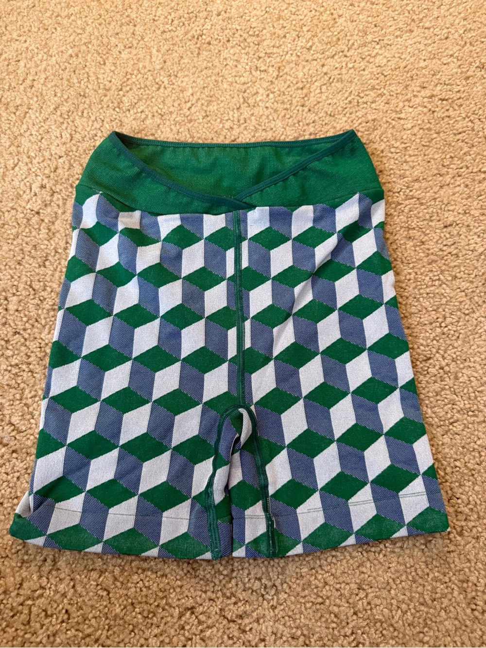 FP Movement by Free People Green and Blue Geometric Bike Shorts